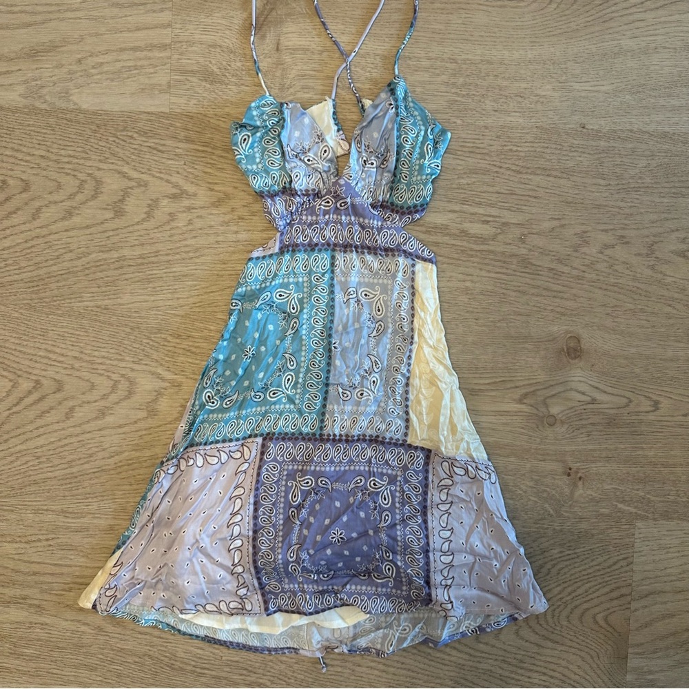 Multi-Color Patchwork Mini Dress- XS, NEW